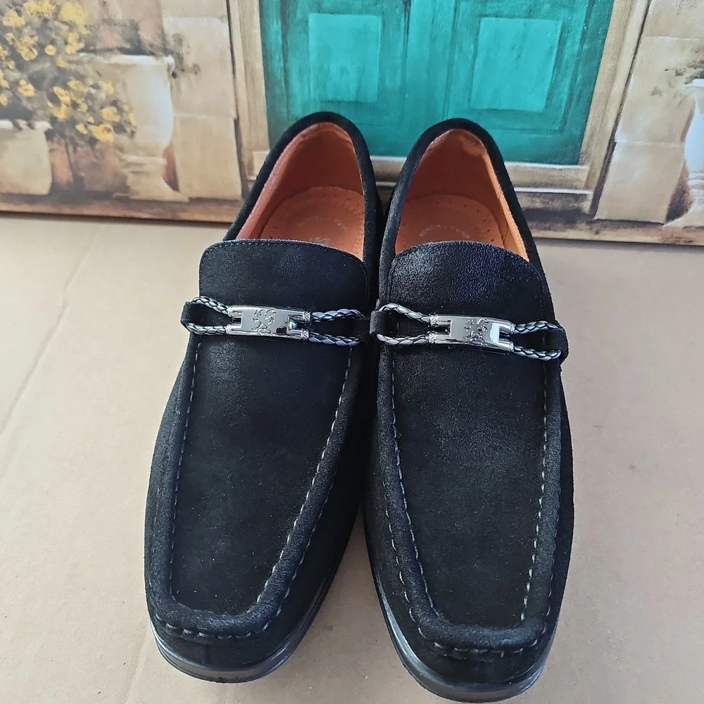Stacy Adams Shoes Mens 8.5 M Reginald Black Suede Loafers Rubber Soles